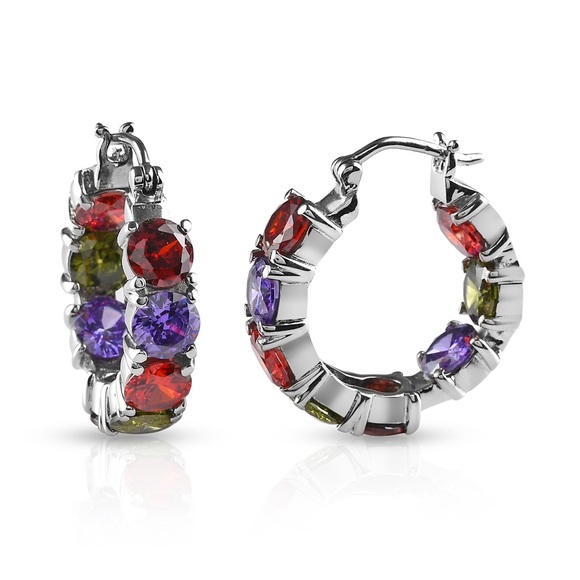 0 Jewelry - Elegant Multicolor Hoop Earrings